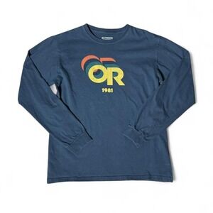 Outdoor Research Mens Long Sleeve Graphic T-Shirt Blue Organic Cotton M 1981